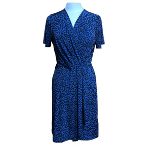 Banana Republic Petites Wrap Dress M Animal Print Short Sleeve - EUC